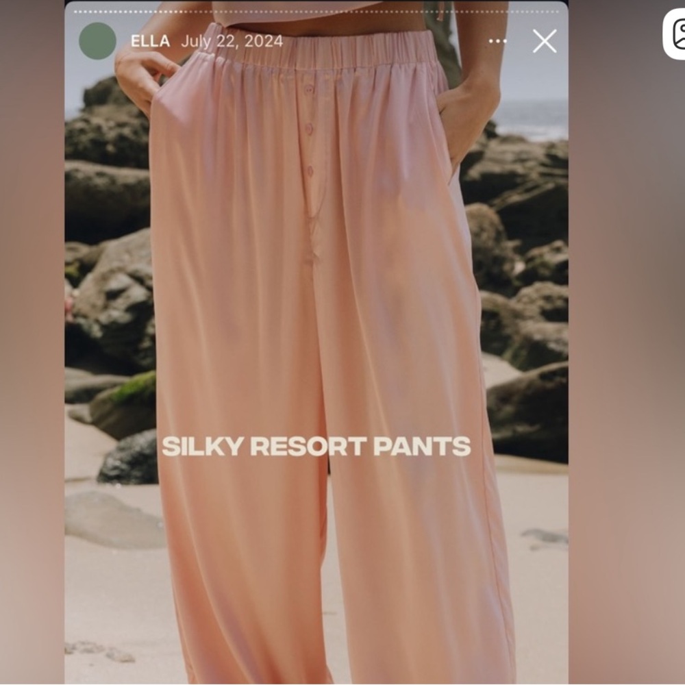 Daily Drills Pink Silk Wide-Leg Pants - Picture 3 of 4